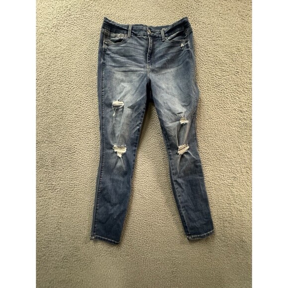 Rewash Brand Skinny Jeans Womens Jr 11/30 Blue High Rise Real Curve Distressed - Picture 1 of 10